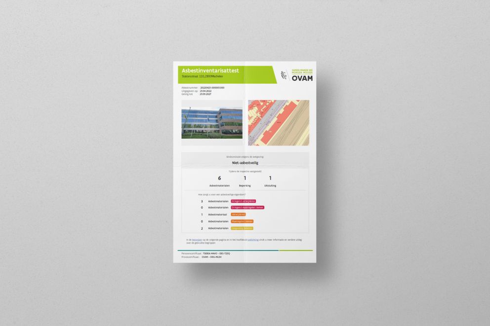 Een voorbeeld van een asbest inventaris document